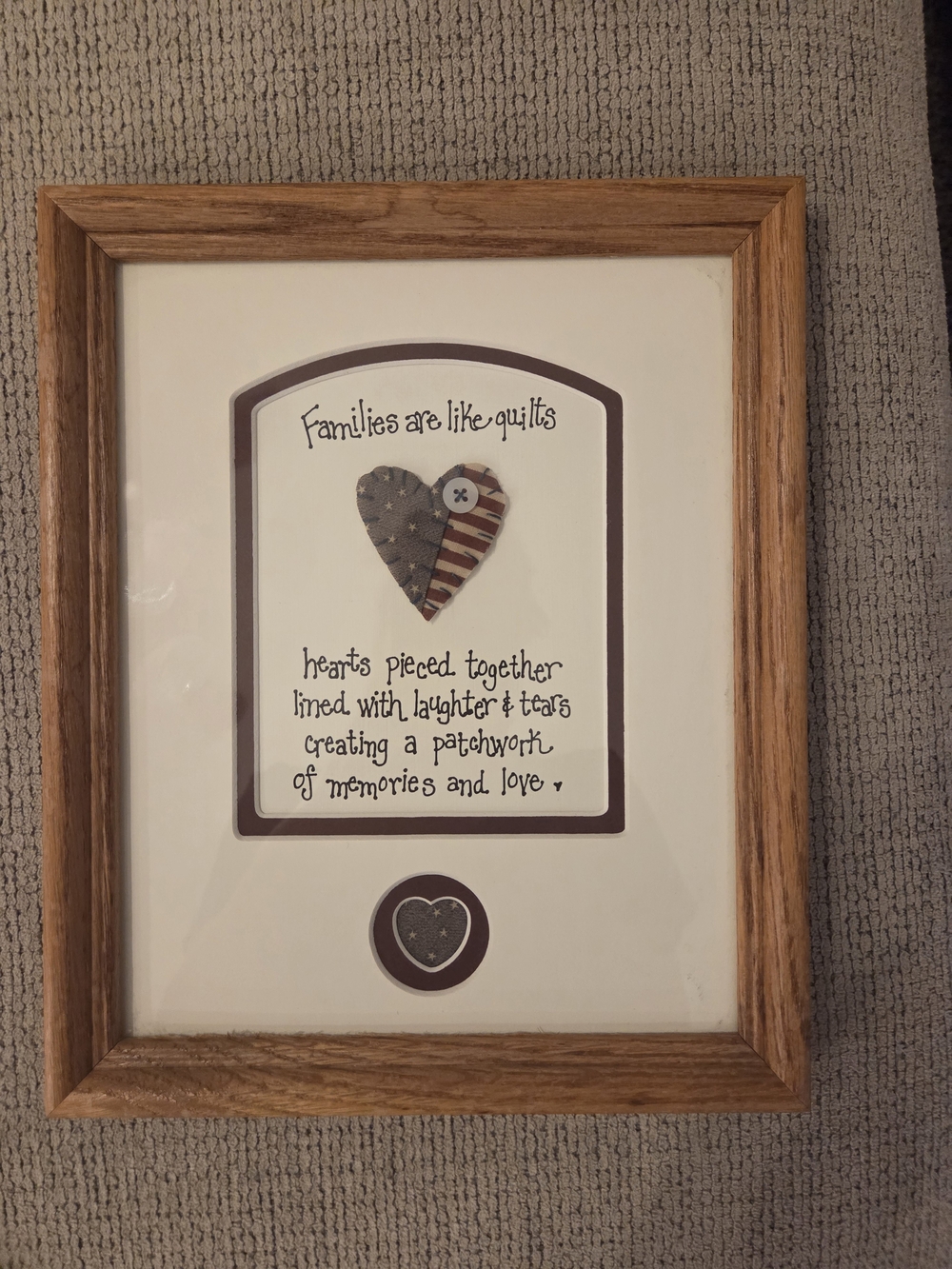 Families Are Like Quilts Framed Wall Art - Brown Frame